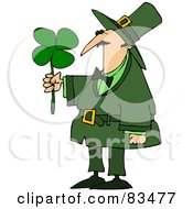 Poster, Art Print Of Leprechaun Guy Admiring A Four Leaf Clover