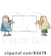 Poster, Art Print Of Chubby Boy And Girl Holding A Blank White Sign