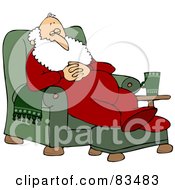 Poster, Art Print Of Santa Slumbering In A Comfy Green Recliner