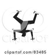 Silhouetted Man Balancing Upside Down On His Hands