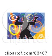 Royalty Free RF Clipart Illustration Of A Silhouetted Man Confused Over A Colorful Mess by Prawny