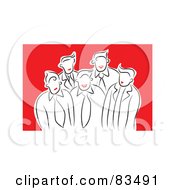 Poster, Art Print Of Group Of Red Lipped Business Men And Women In A Group Over Red