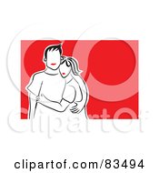 Poster, Art Print Of Happy Red Lipped Couple Embracing