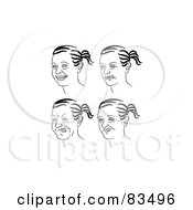 Poster, Art Print Of Digital Collage Of Four Black And White Girl Facial Expressions