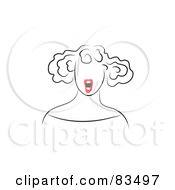Line Drawing Of A Red Lipped Woman Yelling