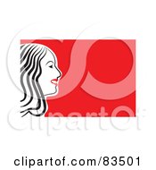Poster, Art Print Of Womans Profiled Face With Red Lips