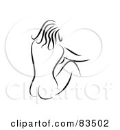 Royalty Free RF Clipart Illustration Of A Black And White Nude Woman Sitting And Facing Away