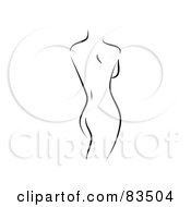 Royalty Free RF Clipart Illustration Of A Black And White Nude Woman Standing And Facing Away