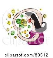 Royalty Free RF Clipart Illustration Of A Long Armed Woman Smelling A Yellow Flower