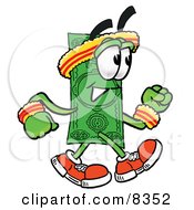 Dollar Bill Mascot Cartoon Character Speed Walking Or Jogging
