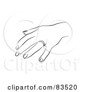 Royalty Free RF Clipart Illustration Of A Black And White Womans Hand Presenting An Engagement Ring Version 2