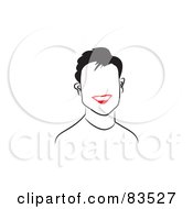 Royalty Free RF Clipart Illustration Of A Line Drawn Man With Red Lips Version 1 by Prawny