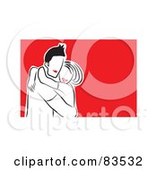 Poster, Art Print Of Happy Red Lipped Couple Hugging