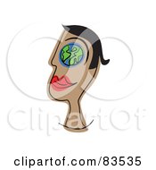 Royalty Free RF Clipart Illustration Of A Mans Head With A Globe Eye