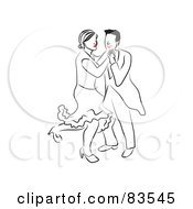 Dancing Line Drawn Couple With Red Lips