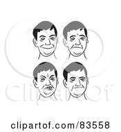 Poster, Art Print Of Digital Collage Of Four Black And White Boy Facial Expressions