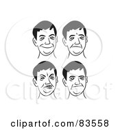Royalty Free RF Clipart Illustration Of A Digital Collage Of Four Black And White Boy Facial Expressions