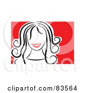 Royalty Free RF Clipart Illustration Of A Happy Red Lipped Woman With Curls In Her Hair by Prawny