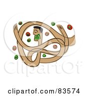 Royalty Free RF Clipart Illustration Of A Confused Man Tangled In His Arms With Floating Green And Red Circles by Prawny