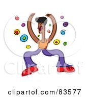 Royalty Free RF Clipart Illustration Of A Black Man Dancing With Funky Circles by Prawny