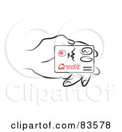 Line Drawn Hand Holding A Credit Card