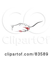 Poster, Art Print Of Line Drawn Hand On A Red Computer Mouse