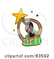 Royalty Free RF Clipart Illustration Of An Abstract Woman Reaching For The Stars