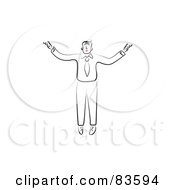 Royalty Free RF Clipart Illustration Of A Line Drawn Man With Red Lips Praising