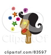 Royalty Free RF Clipart Illustration Of An Abstract Woman With Star Eyes