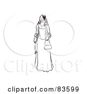 Poster, Art Print Of Line Drawing Of A Red Lipped Woman In A Prom Dress