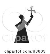 Poster, Art Print Of Black Silhouetted Religious Guy Holding A Cross