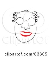 Royalty Free RF Clipart Illustration Of A Line Drawn Professor Man With Red Lips