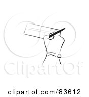 Royalty Free RF Clipart Illustration Of A Black And White Line Drawn Hand Signing A Check