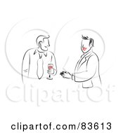 Poster, Art Print Of Line Drawn Men With Red Lips Talking Over Drinks