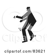 Royalty Free RF Clipart Illustration Of A Black Silhouetted Guy Sneaking Around