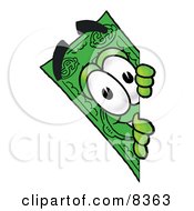 Poster, Art Print Of Dollar Bill Mascot Cartoon Character Peeking Around A Corner