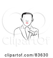 Royalty Free RF Clipart Illustration Of A Line Drawn Man With Red Lips Version 4