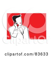 Royalty Free RF Clipart Illustration Of A Red Lipped Businessman Talking On A Phone