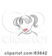 Royalty Free RF Clipart Illustration Of A Line Drawn Girl With Red Lips by Prawny