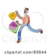 Poster, Art Print Of Abstract Man Carrying Shopping Bags