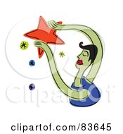 Royalty Free RF Clipart Illustration Of An Abstract Man Reaching For The Stars by Prawny