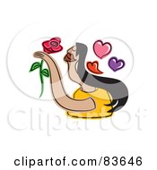 Royalty Free RF Clipart Illustration Of An Abstract Woman Smelling A Rose by Prawny