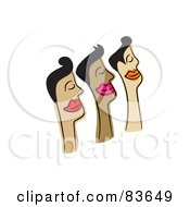 Royalty Free RF Clipart Illustration Of A Line Of Three Male Faces