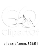 Poster, Art Print Of Line Drawn Hand Writing A Letter