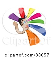 Royalty Free RF Clipart Illustration Of A Mans Face With Lines Of Color