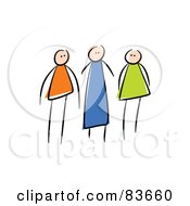 Poster, Art Print Of Trio Of Family Member Stick People