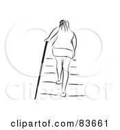 Royalty Free RF Clipart Illustration Of A Rear View Of A Woman Walking Up Stairs