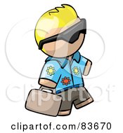 Royalty Free RF Clipart Illustration Of A Blond Human Factor Tourist Guy Wearing Shades And Carrying Luggage by Leo Blanchette