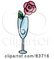 Royalty Free RF Clipart Illustration Of A Pink Rose In A Champagne Flute
