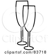 Black And White Outline Of Two Champagne Glasses